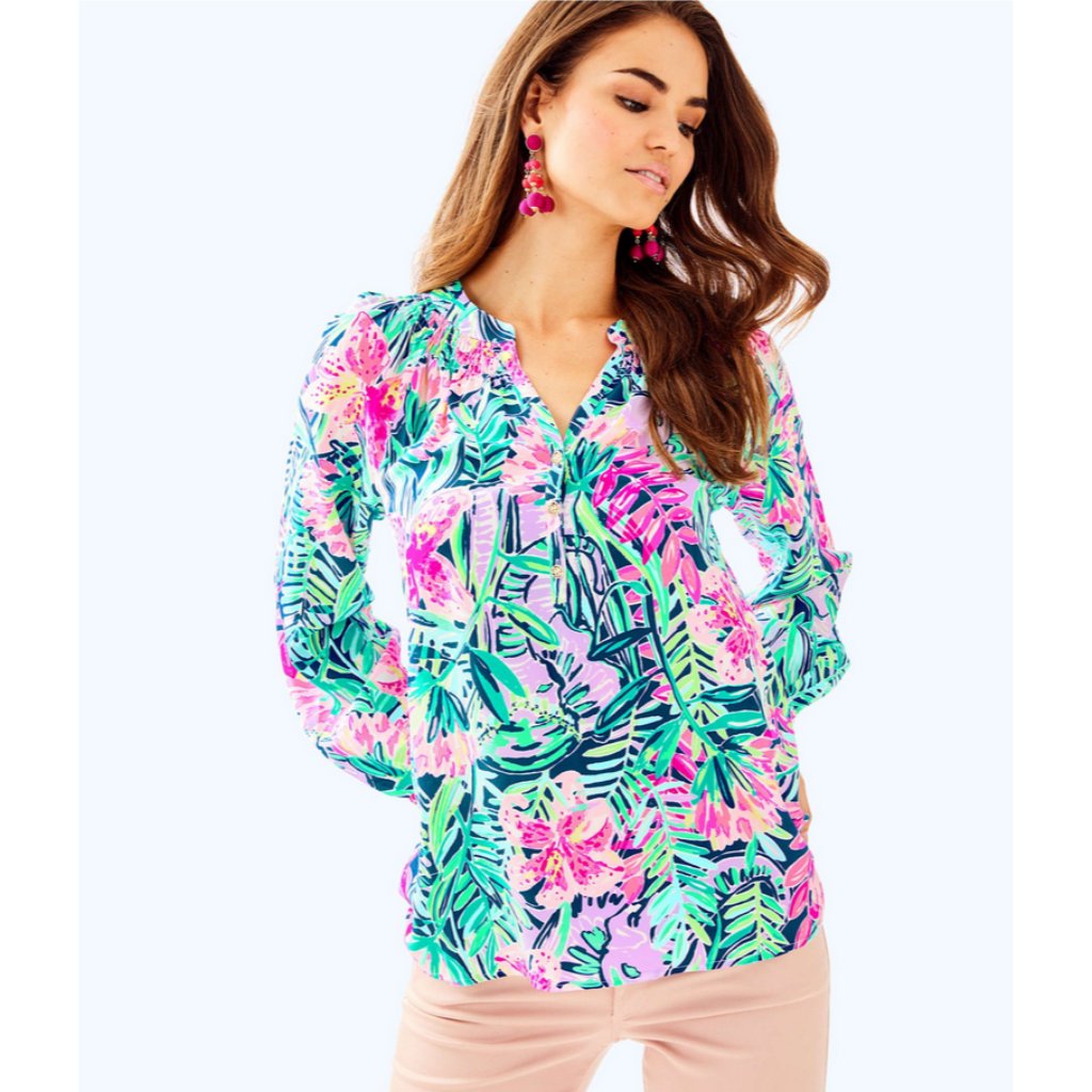 Lilly Pulitzer Elsa Silk Top In Slathouse Soiree